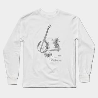 Banjo Vintage Patent Drawing Long Sleeve T-Shirt